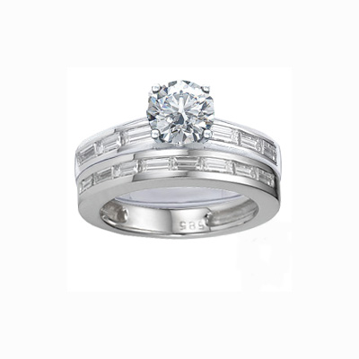 1.5 Carats, Emerald, Semi Set,Engagement and Wedding diamond ring sets