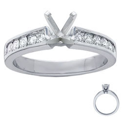 Engagement ring settings with channel set round diamonds