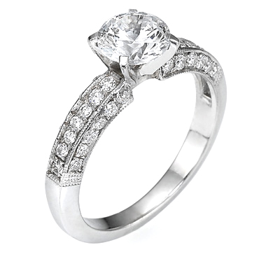 1.21 Carats, Radiant, Engagement ring with side stones settings