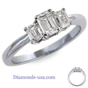 Picture of Emerald cut three diamond ring
