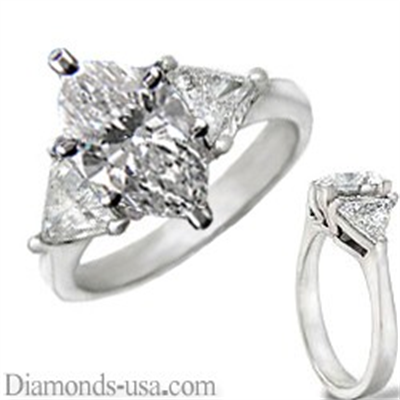 Engagement ring  with side triangle diamonds