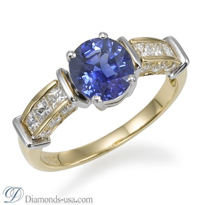 Diamonds and Blue Sapphires cocktail ring