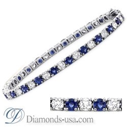 Tennis Bracelet with round diamonds and Sapphires