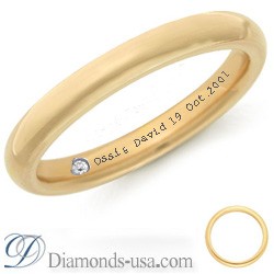 Diamond and inscription wedding ring-2.6mm