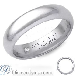 Diamond and inscription wedding ring-4.7mm