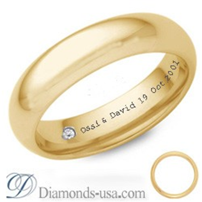 Diamond and inscription wedding ring-4.7mm