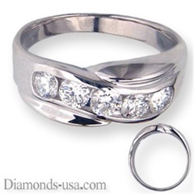 Anillo de diamantes de 1 quilate para hombre con 5 diamantes.