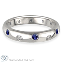 Picture of Diamonds & Blue Sapphires wedding ring, 3.7mm.