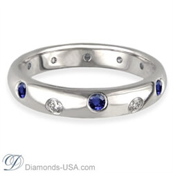Picture of Diamonds & Blue Sapphires wedding ring, 3.7mm.