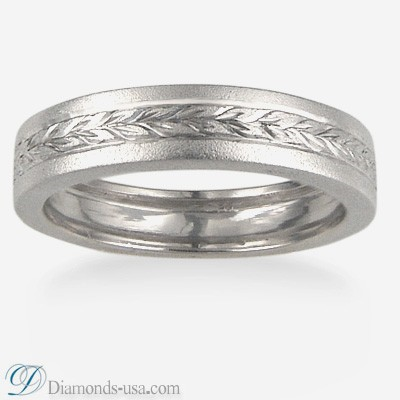 4.5 mm wheat motif men wedding band