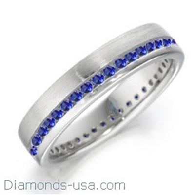 Royal Blue Round sapphires weddind band