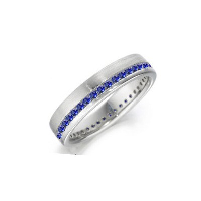 Royal Blue Round sapphires weddind band