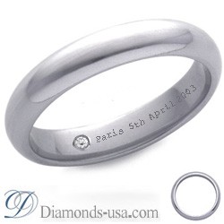 Diamond and inscription wedding ring-3.7mm