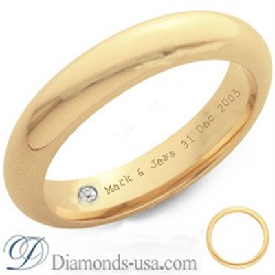 Diamond and inscription wedding ring-3.7mm