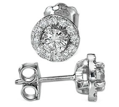 Halo earring stud settings, 0.31 carats side diamonds