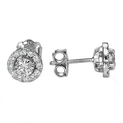 Picture of Halo earring studs, 0.31 carats side diamonds