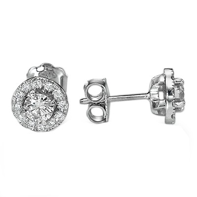 Engastes de arete con halo, diamantes laterales de 0,31 quilates