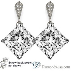 Picture of Stud and drop Princess diamond earrings