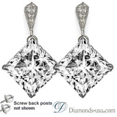 Pendientes de perno y colgantes con diamantes Princesa 