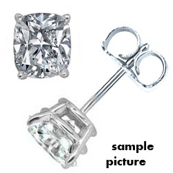 Cushion cut diamond stud earrings
