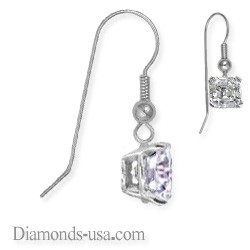 Picture of French wire hinged earrings,Princess diamond