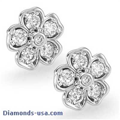 Flower designers earrings, 1 carat diamonds