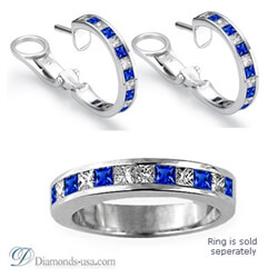 Picture of Hoop earrings, Princess Diamonds and Sapphires