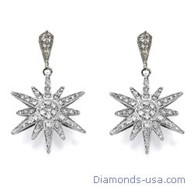 Star diamond earrings, 0.75 carats