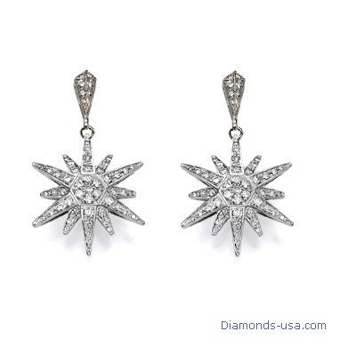 Pendientes de diamantes en forma de estrella , 0,75 quilates