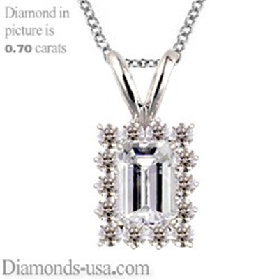 Colgante estilo Racimo para diamantes de corte Esmeralda o Radiante