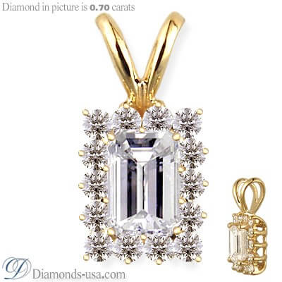 Cluster pendant for Emerald or Radiant diamonds
