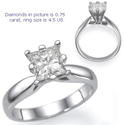 Martini solitaire engagement ring for Princess