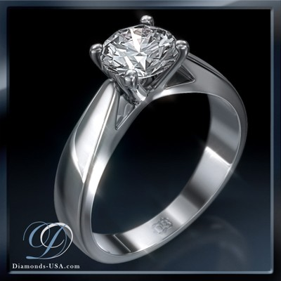 Wide Cathedral solitaire engagement ring