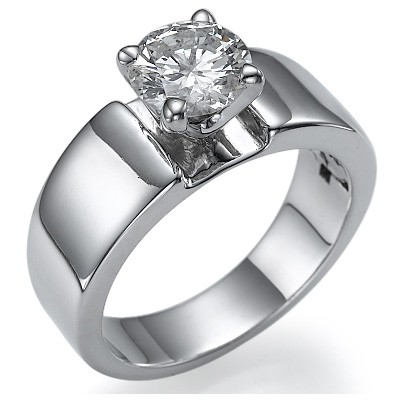 wide solitaire engagement ring