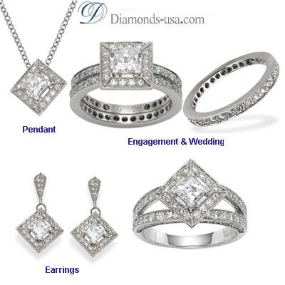 0.84 carat designers bridal ring sets