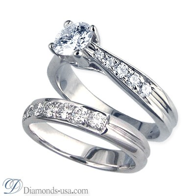 1/2 carat side stones Criss Cross bridal ring sets