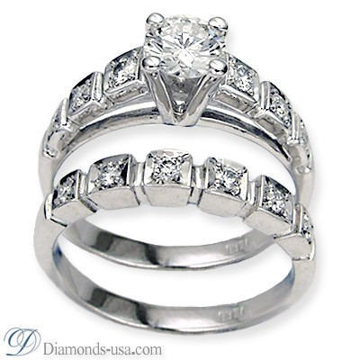 Bridal ring sets with round side diamonds