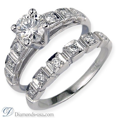 Bridal ring sets with round side diamonds