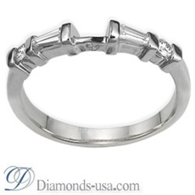 Juego de anillos nupciales con diamantes Baguette y redondos 