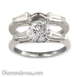 Foto Set de anillos nupciales, diamantes Baguette cónicos laterales de