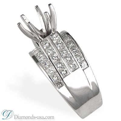 Juego de anillos nupciales, diamantes Princesa laterales de 2,60 quilates