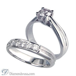 Picture of Criss Cross Bridal rings set, with side diamonds
