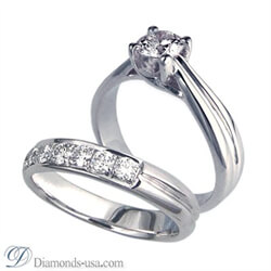 Foto Juego de anillos nupciales CrissCross (entrecruzados), con diamantes laterales de