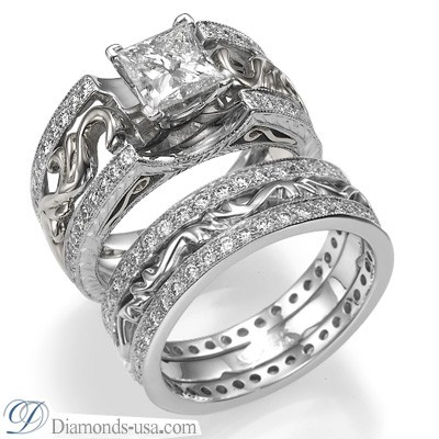 Our exclusive Art Deco style Bridal rings set