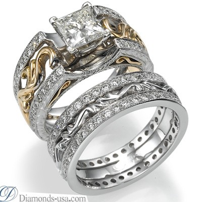 Our exclusive Art Deco style Bridal rings set