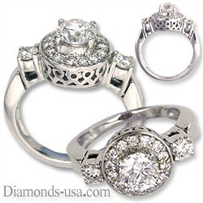 Designers engagement ring with side diamonds