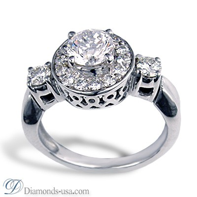 Designers engagement ring with side diamonds