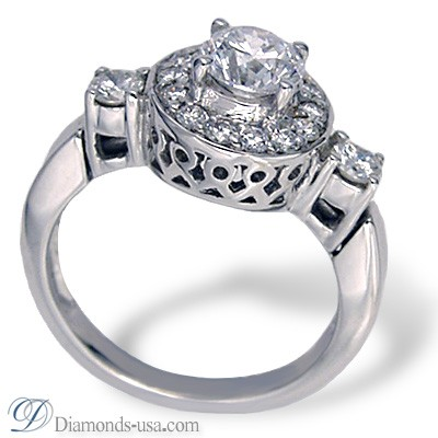 Designers engagement ring with side diamonds