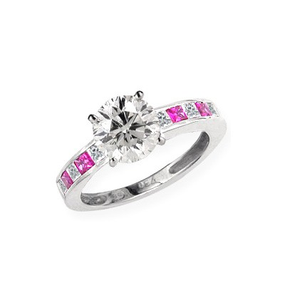 Diamonds & pink Sapphires engagement ring