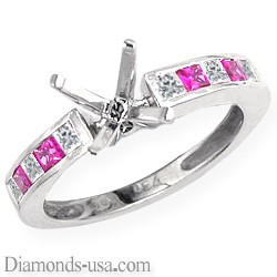 Diamonds & pink Sapphires engagement ring